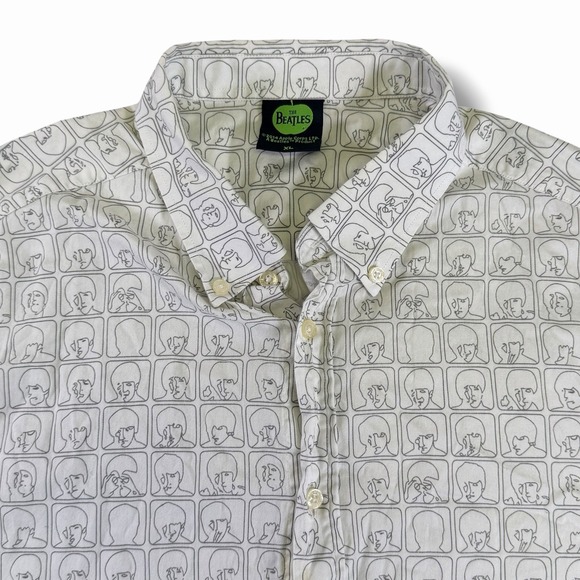 The Beatles Other - The Beatles Shirt Mens Short Sleeve XL  White All Over Print Button Down